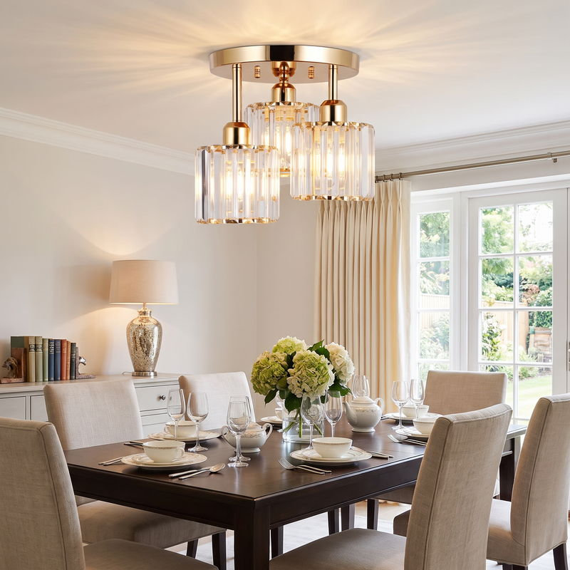 Gold Crystal Ceiling Light