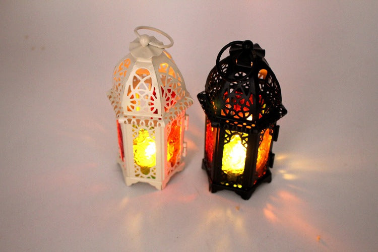 Iron & Glass Lantern Candle Holder – 16cm, Black or White | Loam & Linen