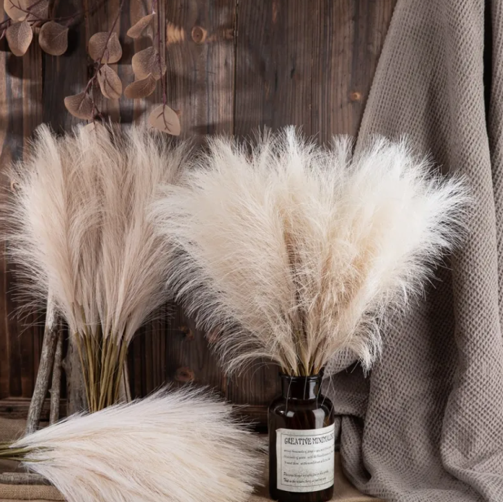 Faux Pampas Grass Stems – Non-Shedding, Beige & Brown | Loam & Linen