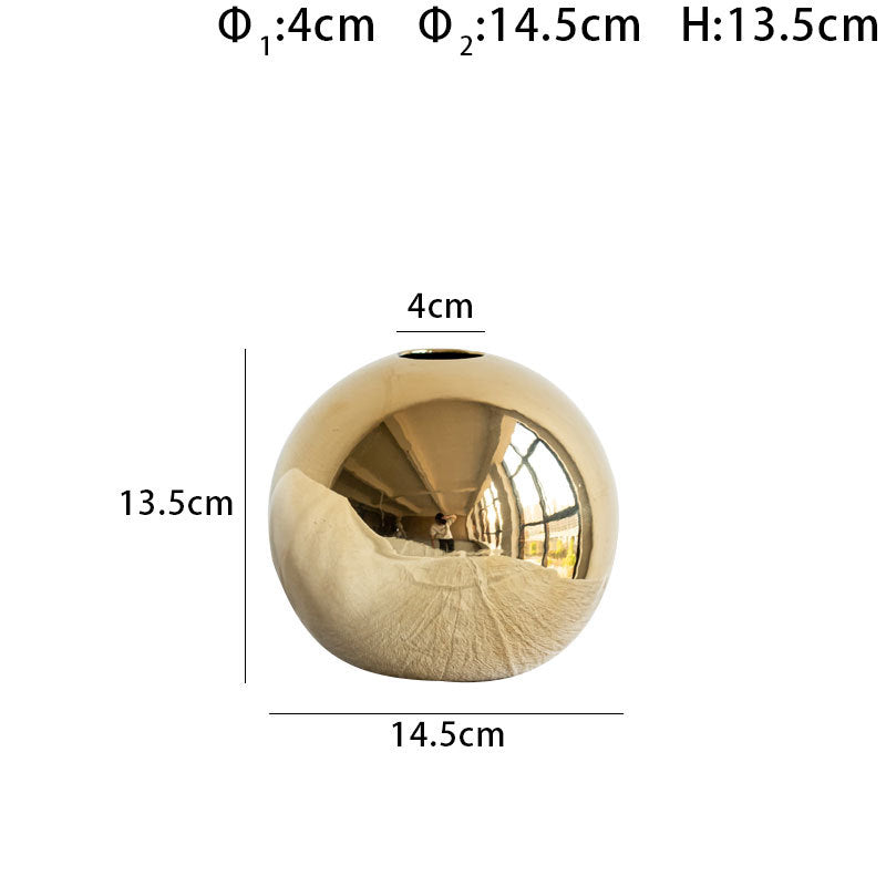 Gold Ceramic Sphere Vase – Reflective Gold, S–L | Loam & Linen