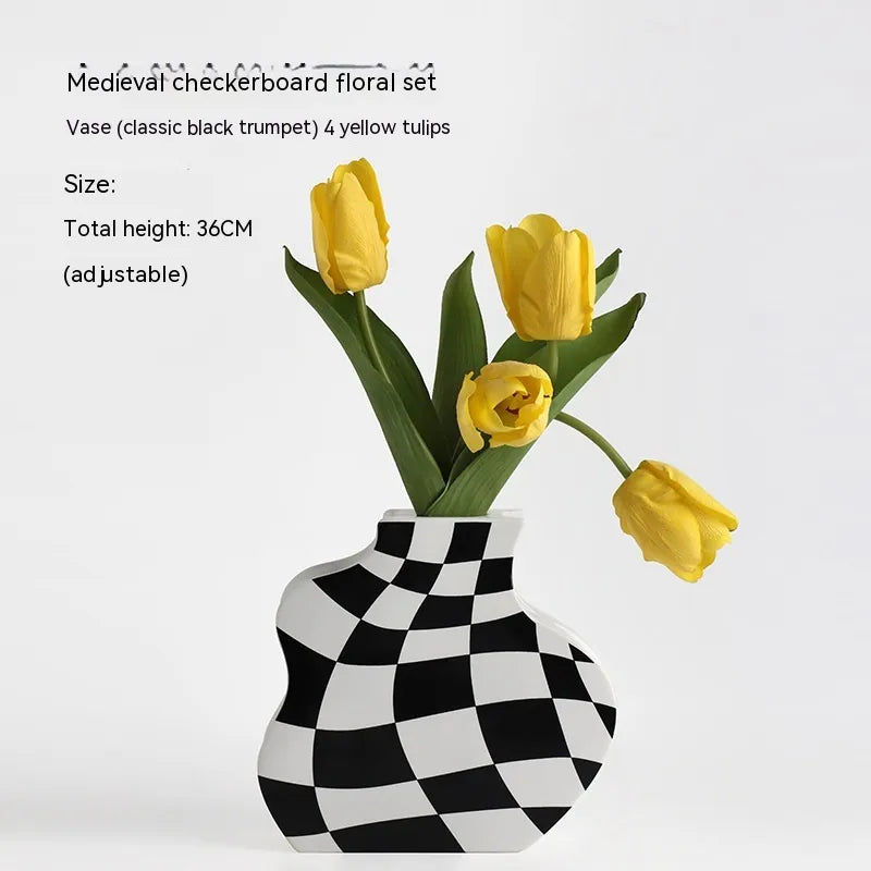 Chessboard Ceramic Vase