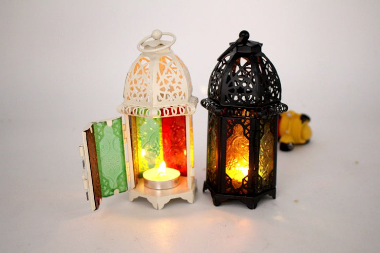 Iron & Glass Lantern Candle Holder – 16cm, Black or White | Loam & Linen