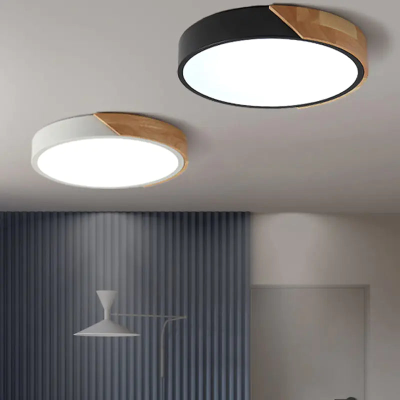 Wood Flush Ceiling Light – Integrated LED, Nordic | Loam & Linen