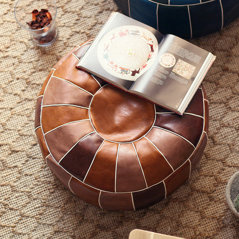 Moroccan Leather Pouf