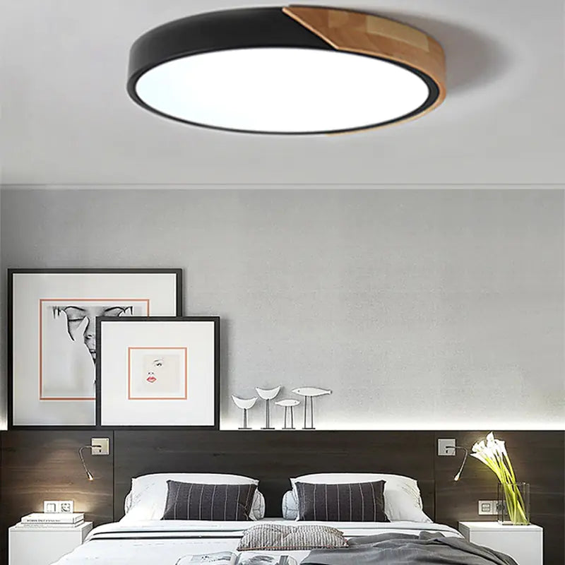 Wood Flush Ceiling Light – Integrated LED, Nordic | Loam & Linen