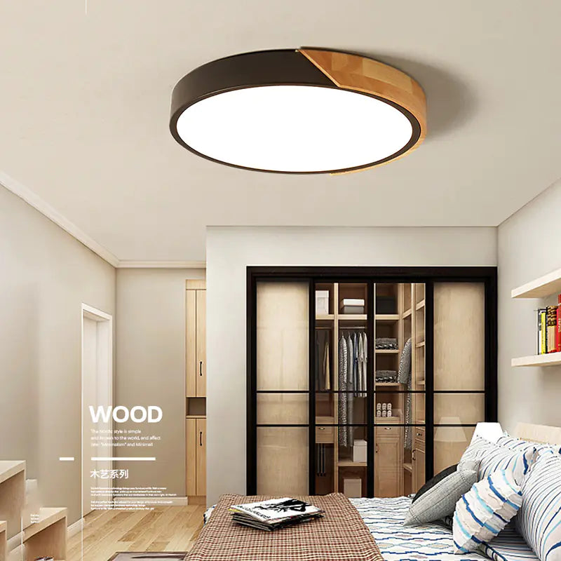 Wood Flush Ceiling Light – Integrated LED, Nordic | Loam & Linen