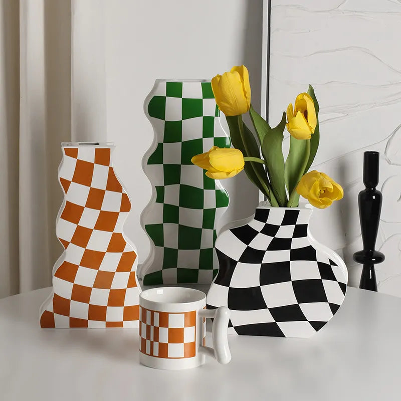 Chessboard Ceramic Vase