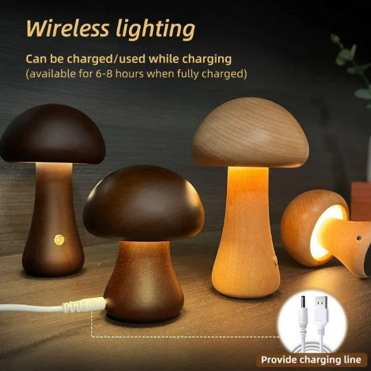 Wooden Mushroom Night Light