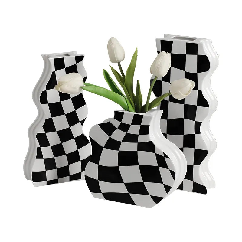 Chessboard Ceramic Vase