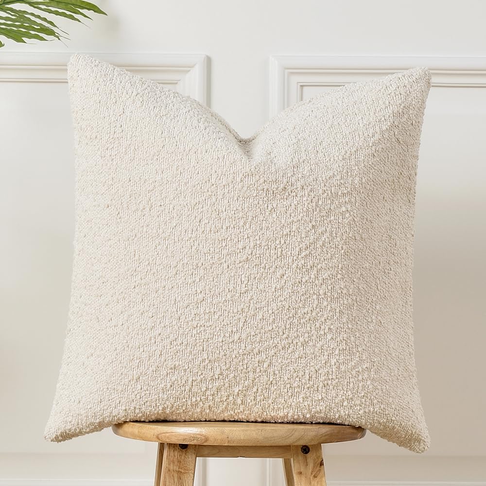 Cream Bouclé Cushion Cover