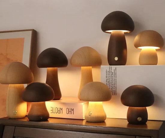 Wooden Mushroom Night Light