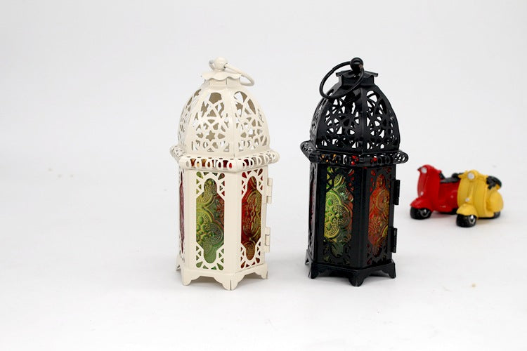 Iron & Glass Lantern Candle Holder – 16cm, Black or White | Loam & Linen