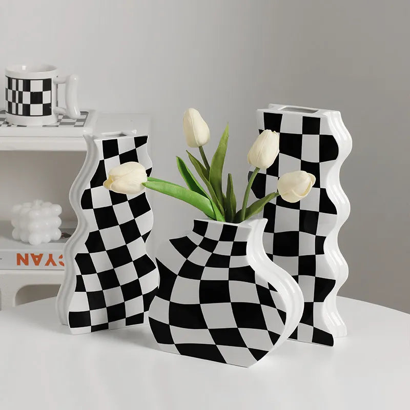 Chessboard Ceramic Vase