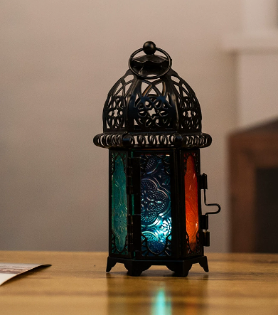 Iron & Glass Lantern Candle Holder – 16cm, Black or White | Loam & Linen