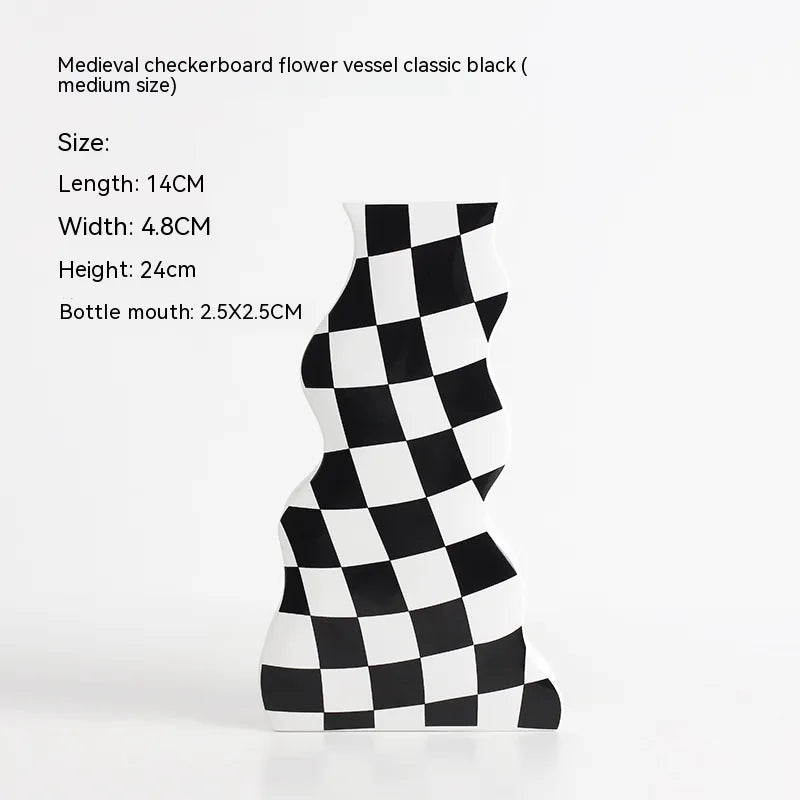 Chessboard Ceramic Vase