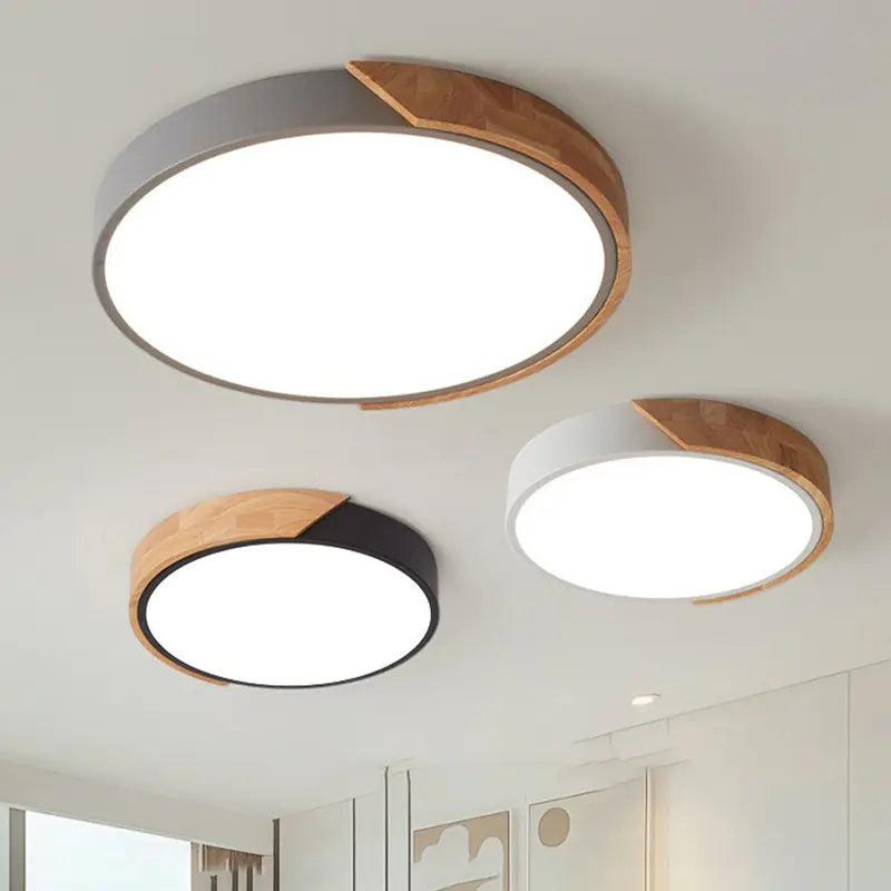 Wood Flush Ceiling Light – Integrated LED, Nordic | Loam & Linen