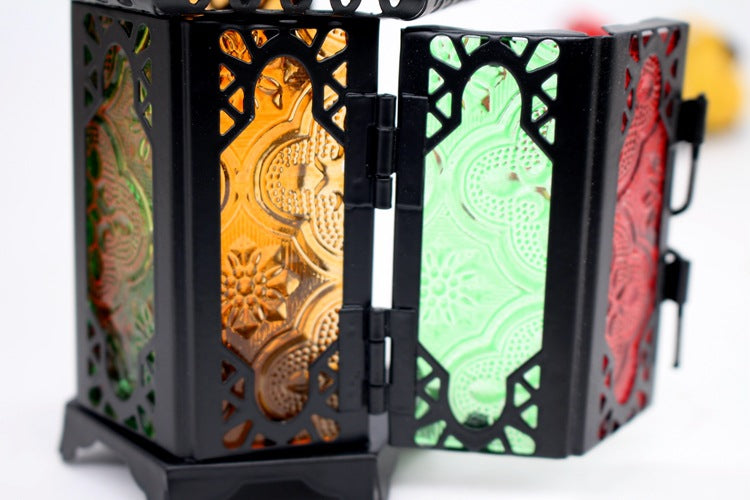 Iron & Glass Lantern Candle Holder – 16cm, Black or White | Loam & Linen