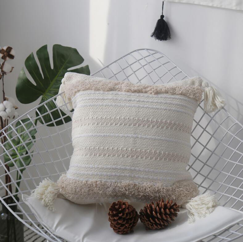 Tufted Shell Cushion Cover – Cotton, Grey or White, 45x45cm | Loam & Linen