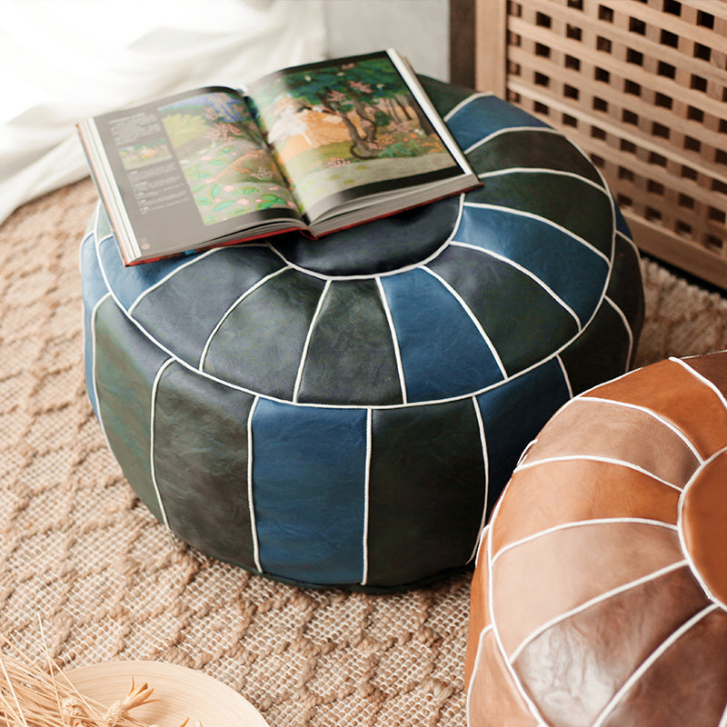 Moroccan Leather Pouf