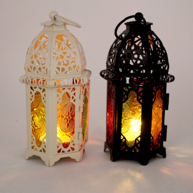 Iron & Glass Lantern Candle Holder – 16cm, Black or White | Loam & Linen