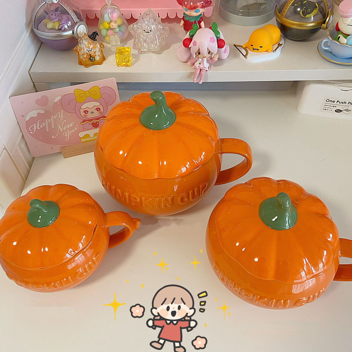 Ceramic Pumpkin Mug with Lid – 3 Sizes, 200–300ml | Loam & Linen