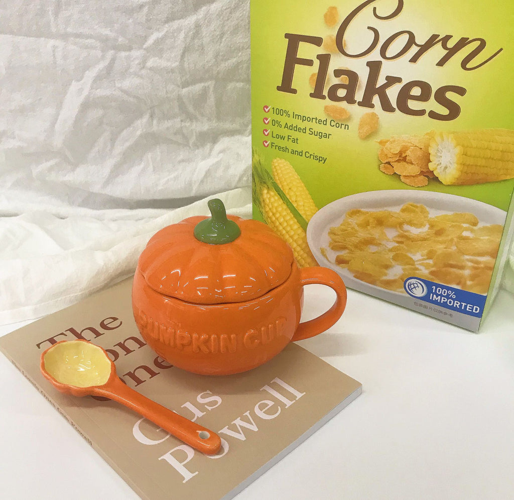 Ceramic Pumpkin Mug with Lid – 3 Sizes, 200–300ml | Loam & Linen
