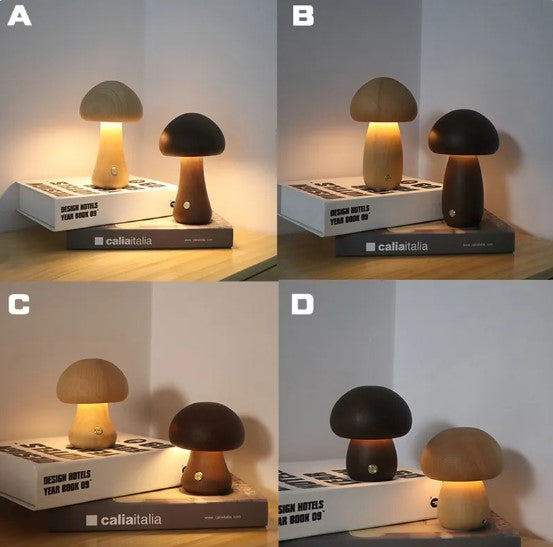 Wooden Mushroom Night Light
