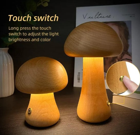 Wooden Mushroom Night Light