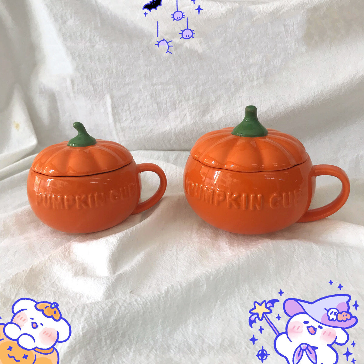 Ceramic Pumpkin Mug with Lid – 3 Sizes, 200–300ml | Loam & Linen