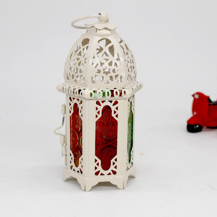 Iron & Glass Lantern Candle Holder – 16cm, Black or White | Loam & Linen