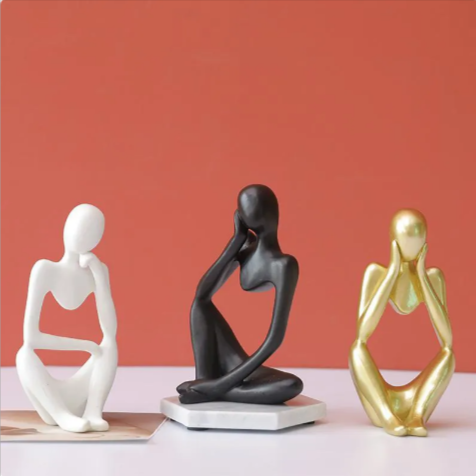 Abstract Thinker Resin Sculpture