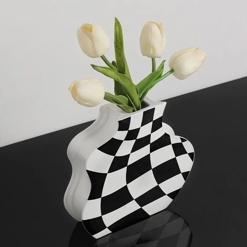 Chessboard Ceramic Vase