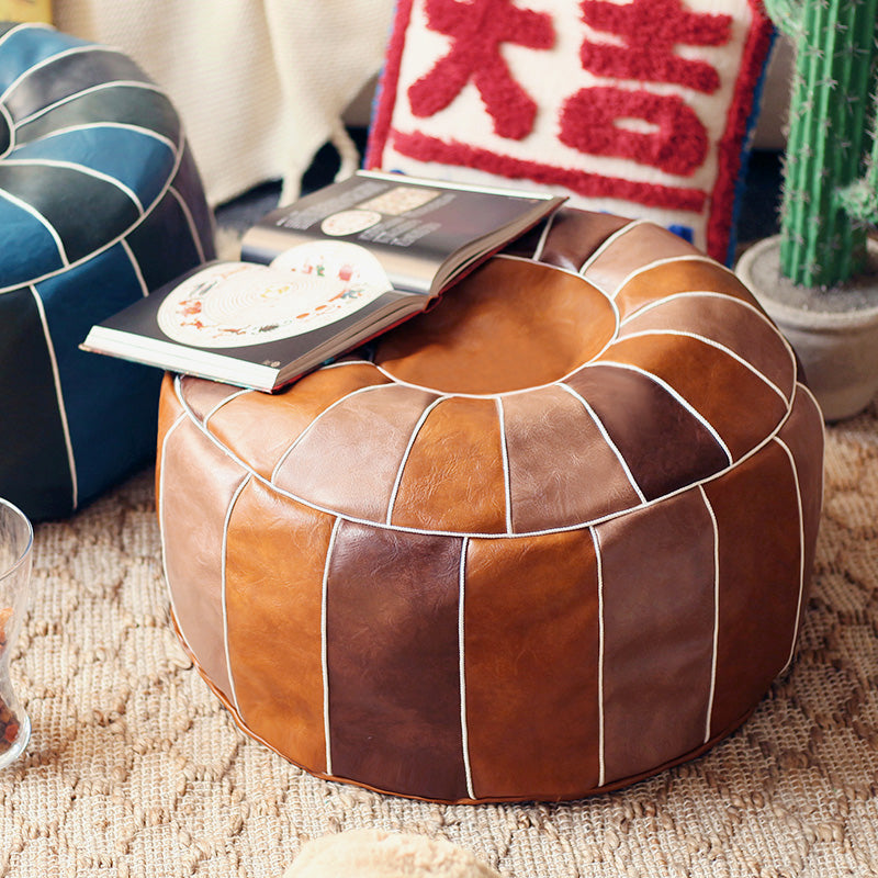 Moroccan Leather Pouf