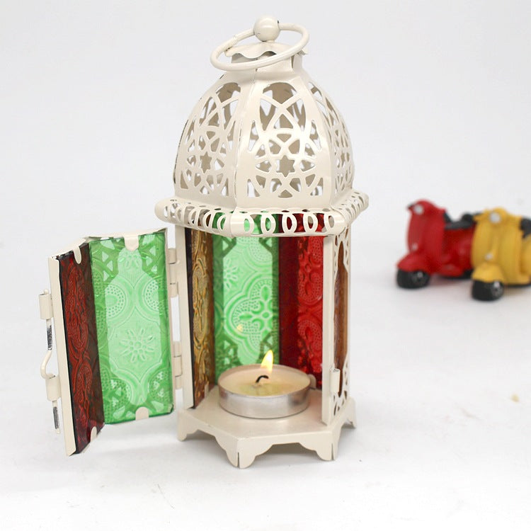 Iron & Glass Lantern Candle Holder – 16cm, Black or White | Loam & Linen