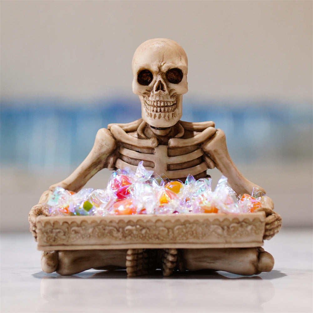 Gothic Skull Resin Tray – Hand-Painted, Antique Finish | Loam & Linen