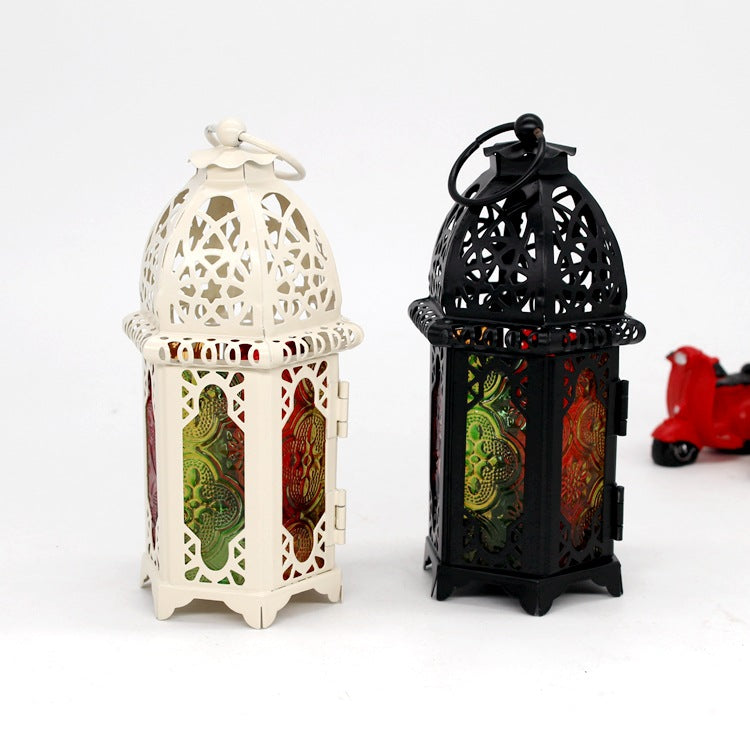 Iron & Glass Lantern Candle Holder – 16cm, Black or White | Loam & Linen
