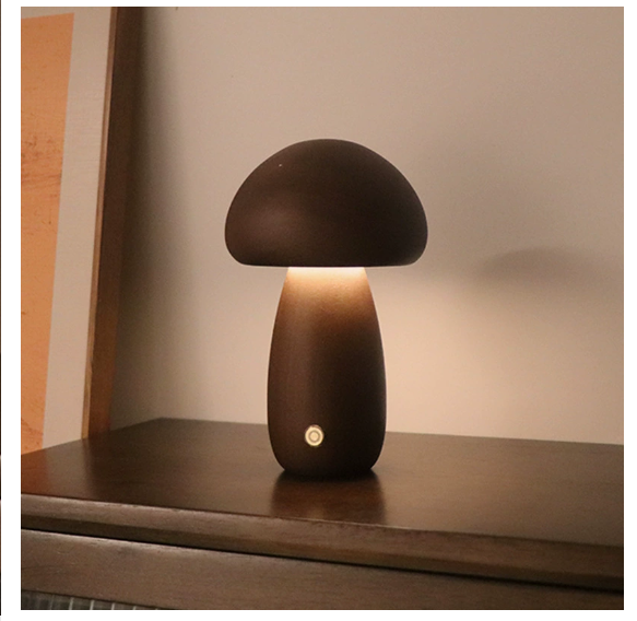 Wooden Mushroom Night Light – Natural Wood, USB, Touch | Loam & Linen