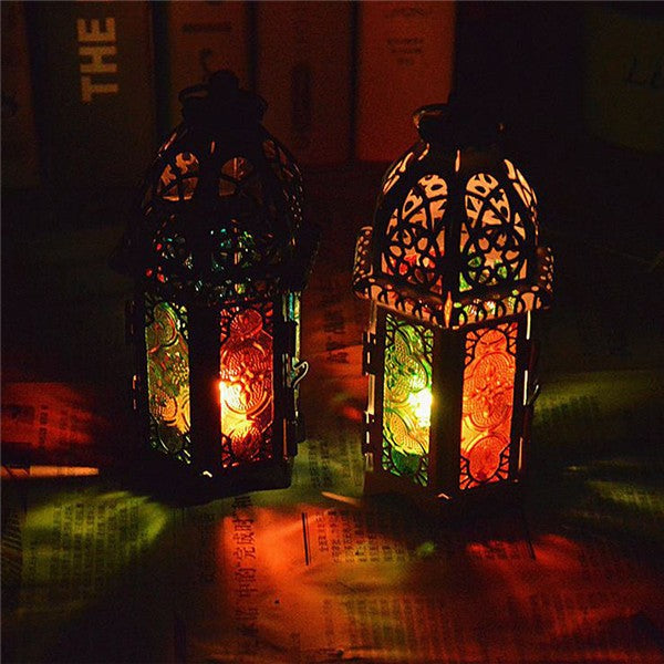 Iron & Glass Lantern Candle Holder – 16cm, Black or White | Loam & Linen