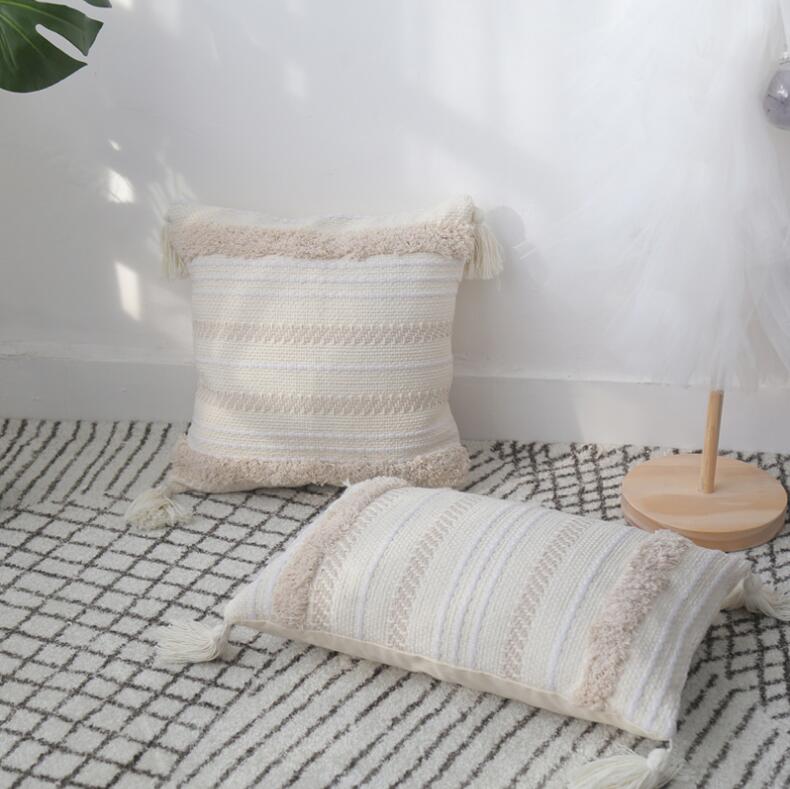 Tufted Shell Cushion Cover – Cotton, Grey or White, 45x45cm | Loam & Linen