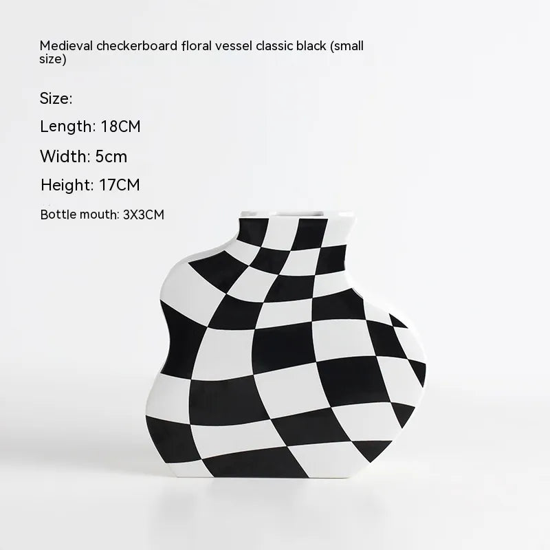 Chessboard Ceramic Vase