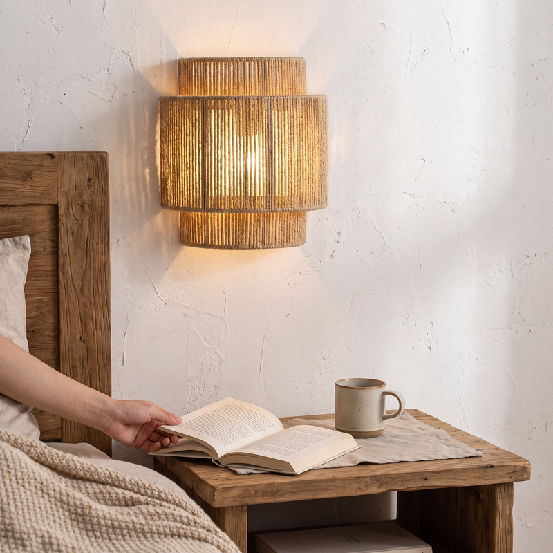 RattanGlow Wall Lamp