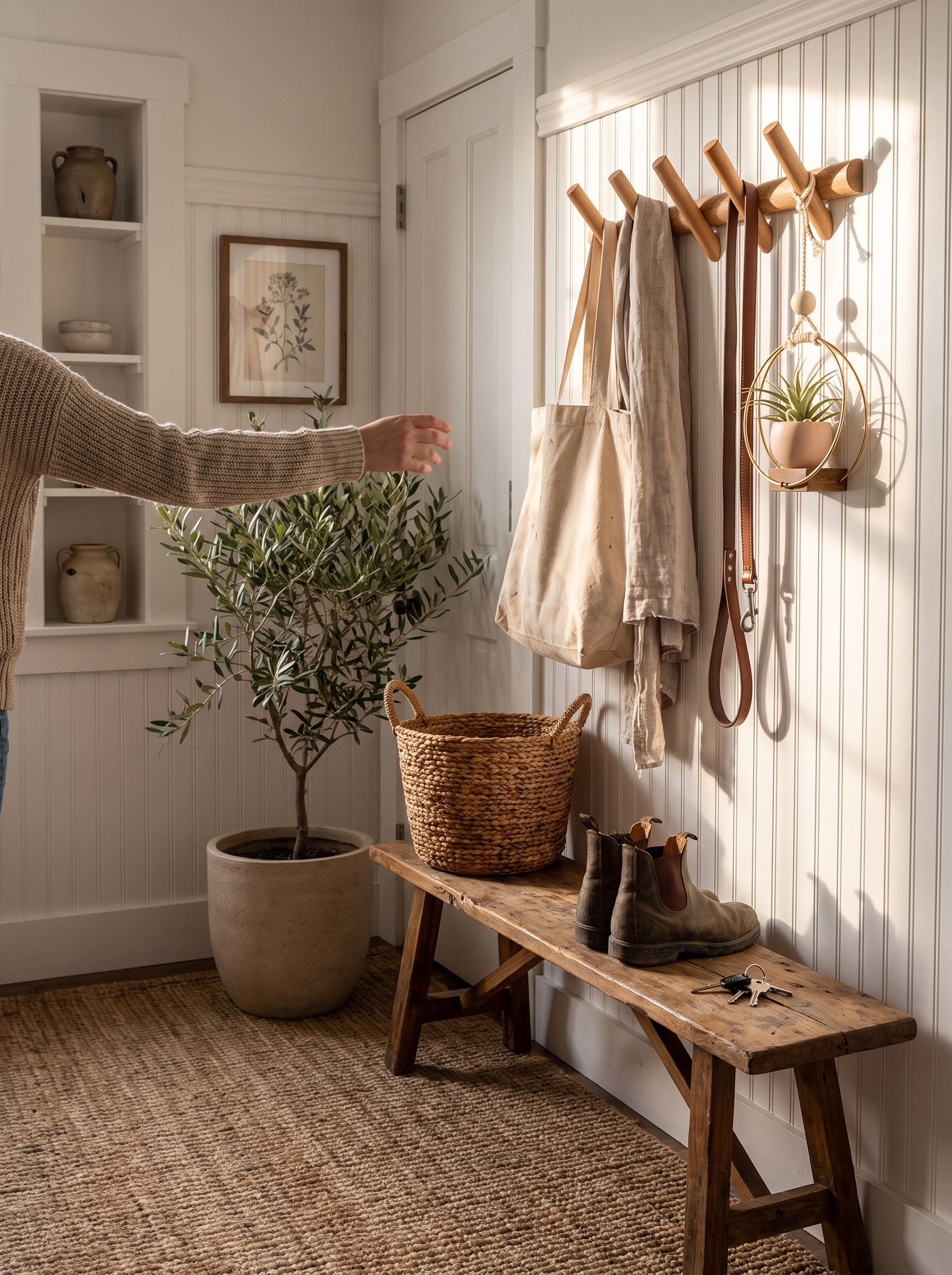 Maeve Solid Oak Wall Rack - Organised On The Way Out