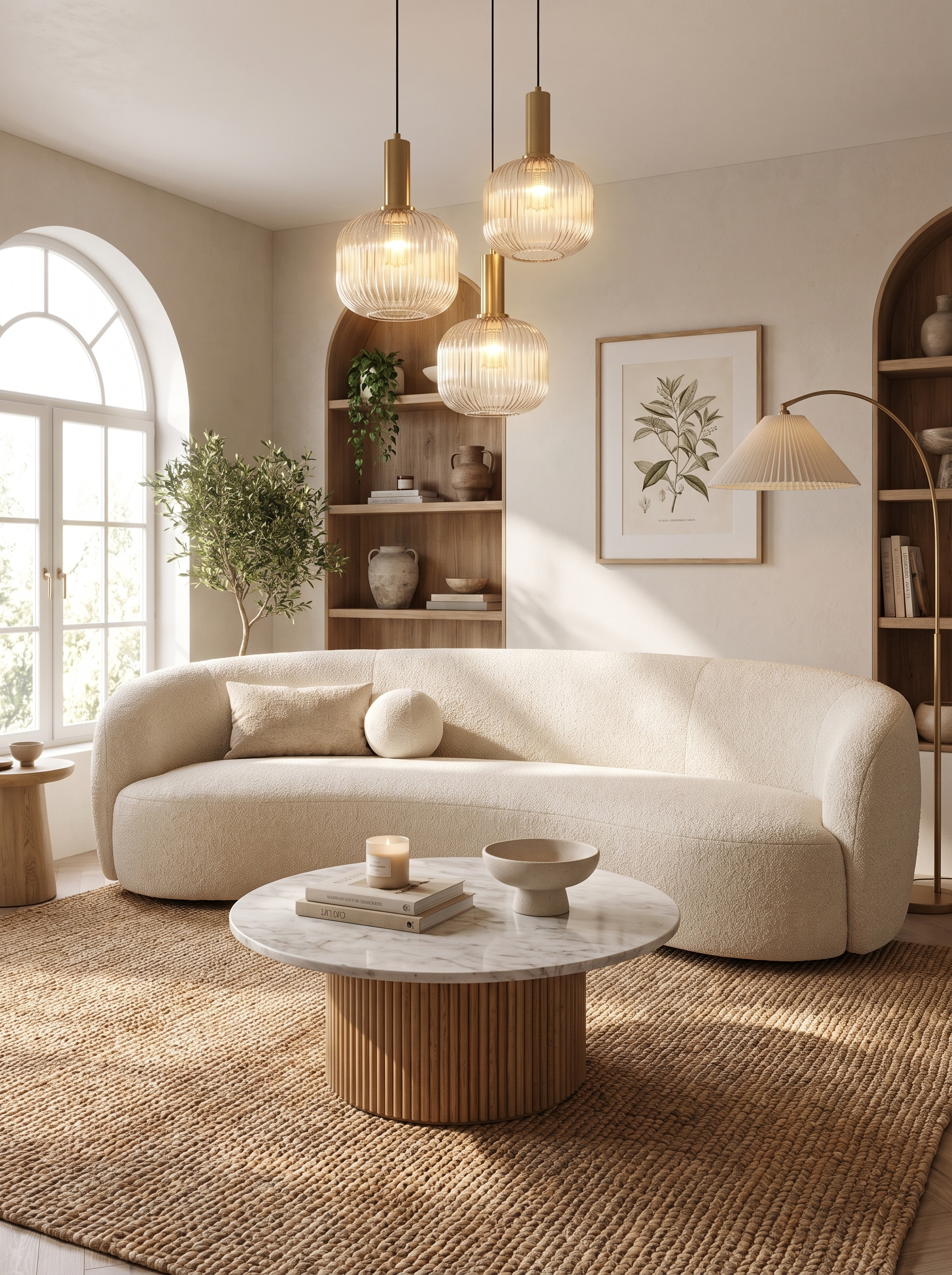 Striped Glass Pendant Light - Refined Texture Overhead