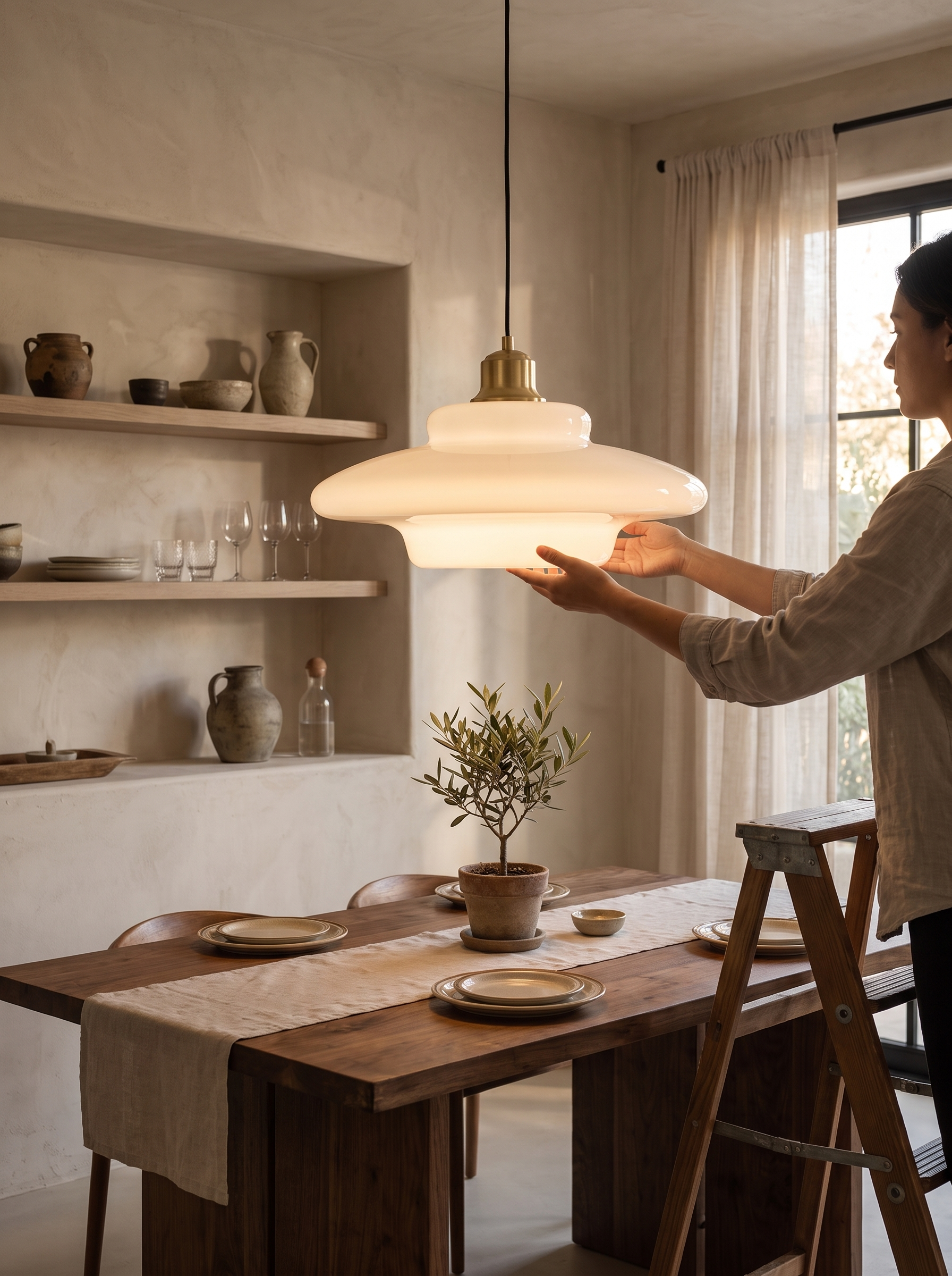 White Glass Pendant Light - Quietly Elegant