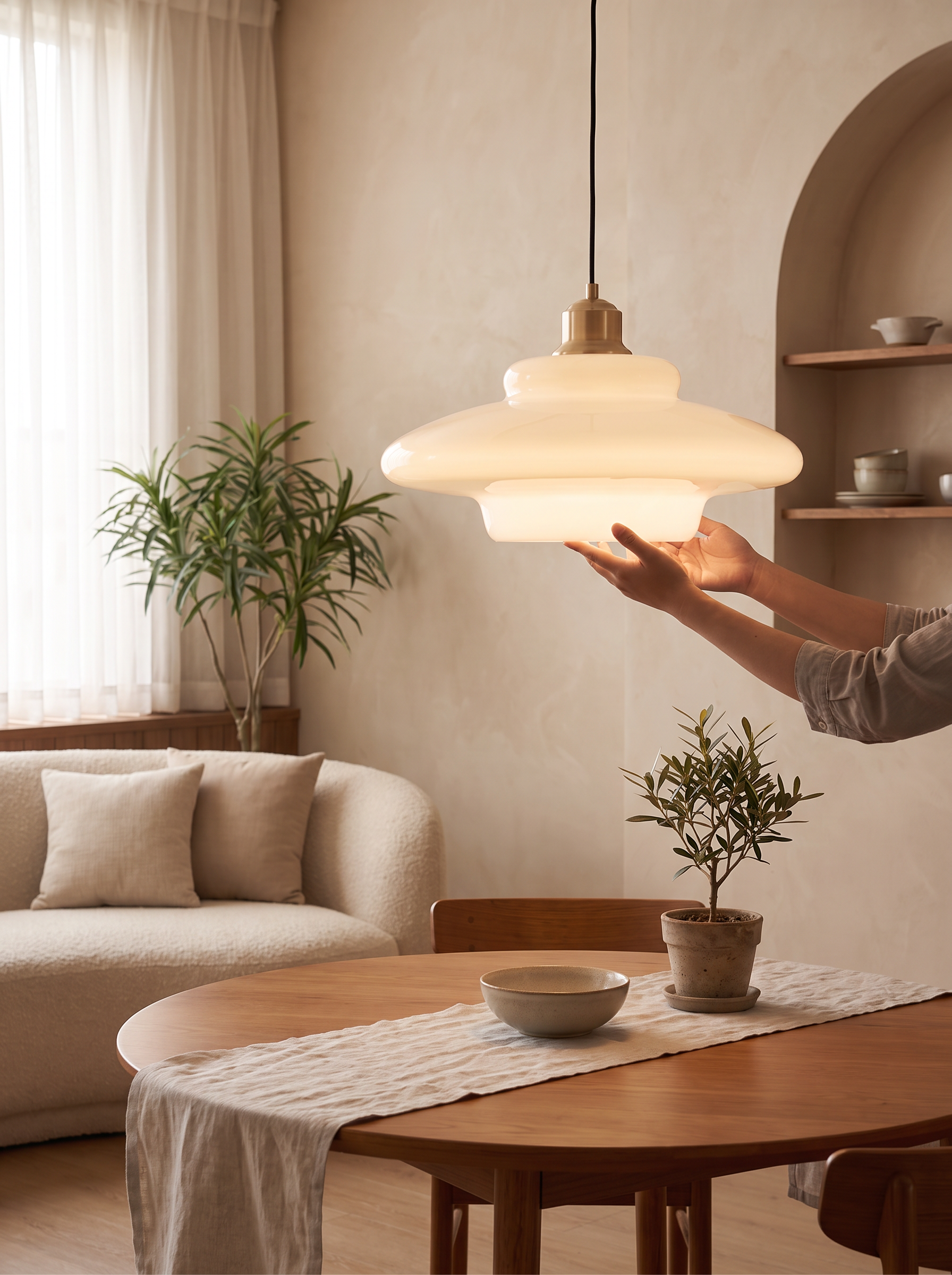 White Glass Pendant Light - Soft, Effortless Light