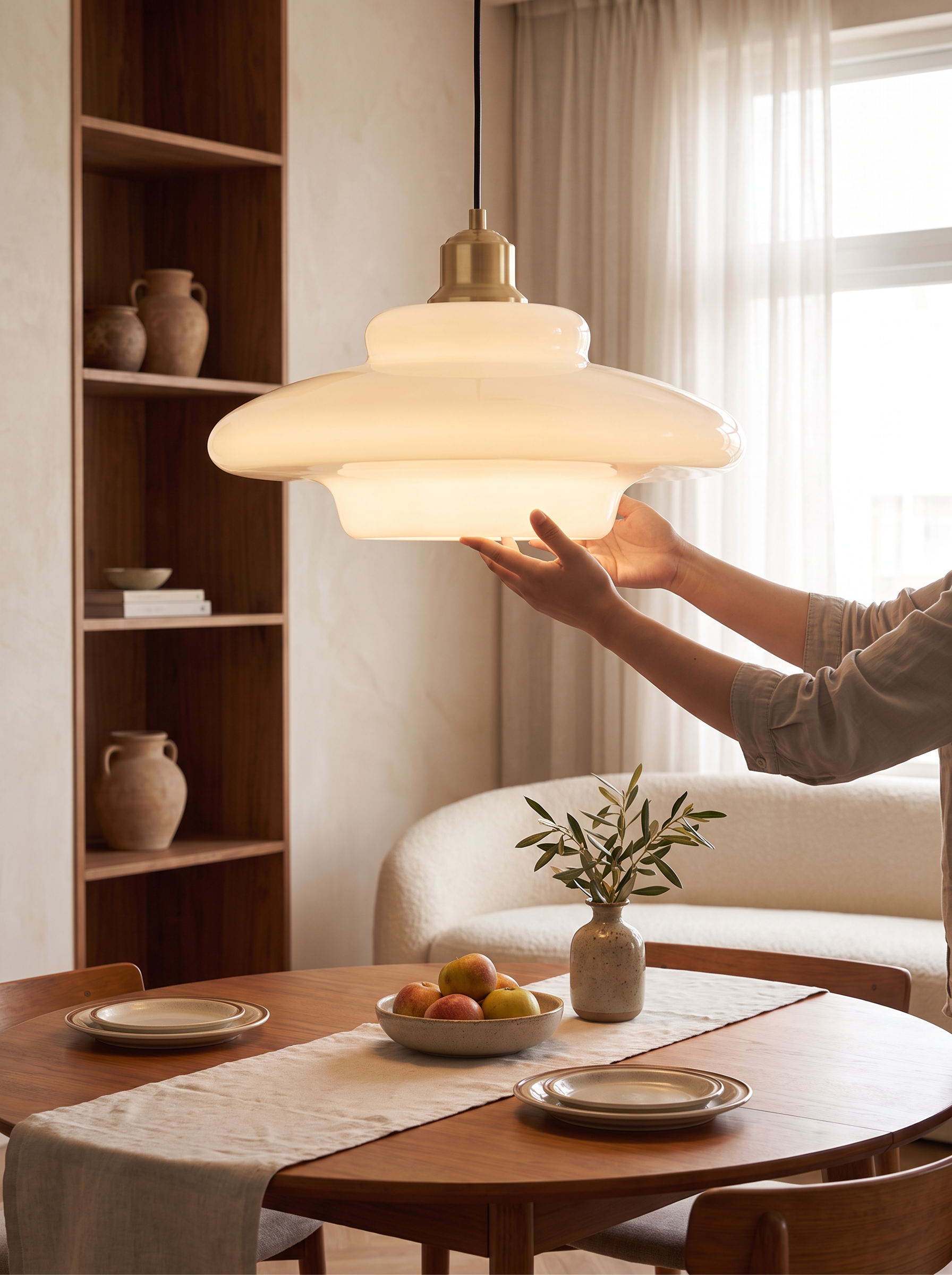 White Glass Pendant Light - Mid Century Meets Modern