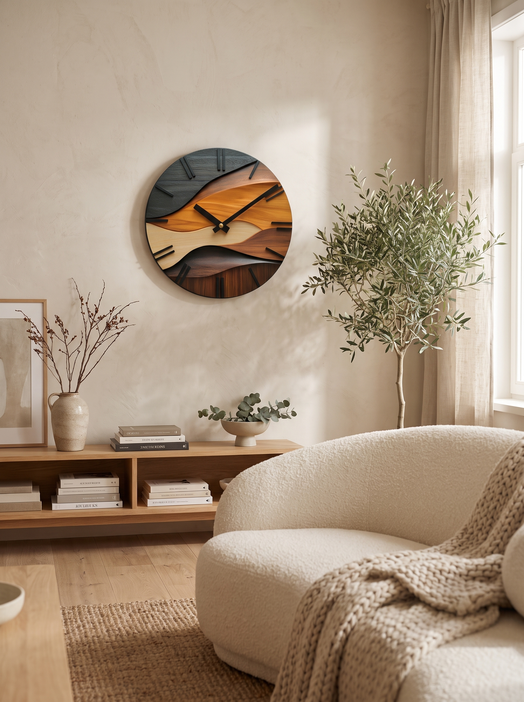 Artistic Round Wall Clock - Quiet Nordic Character