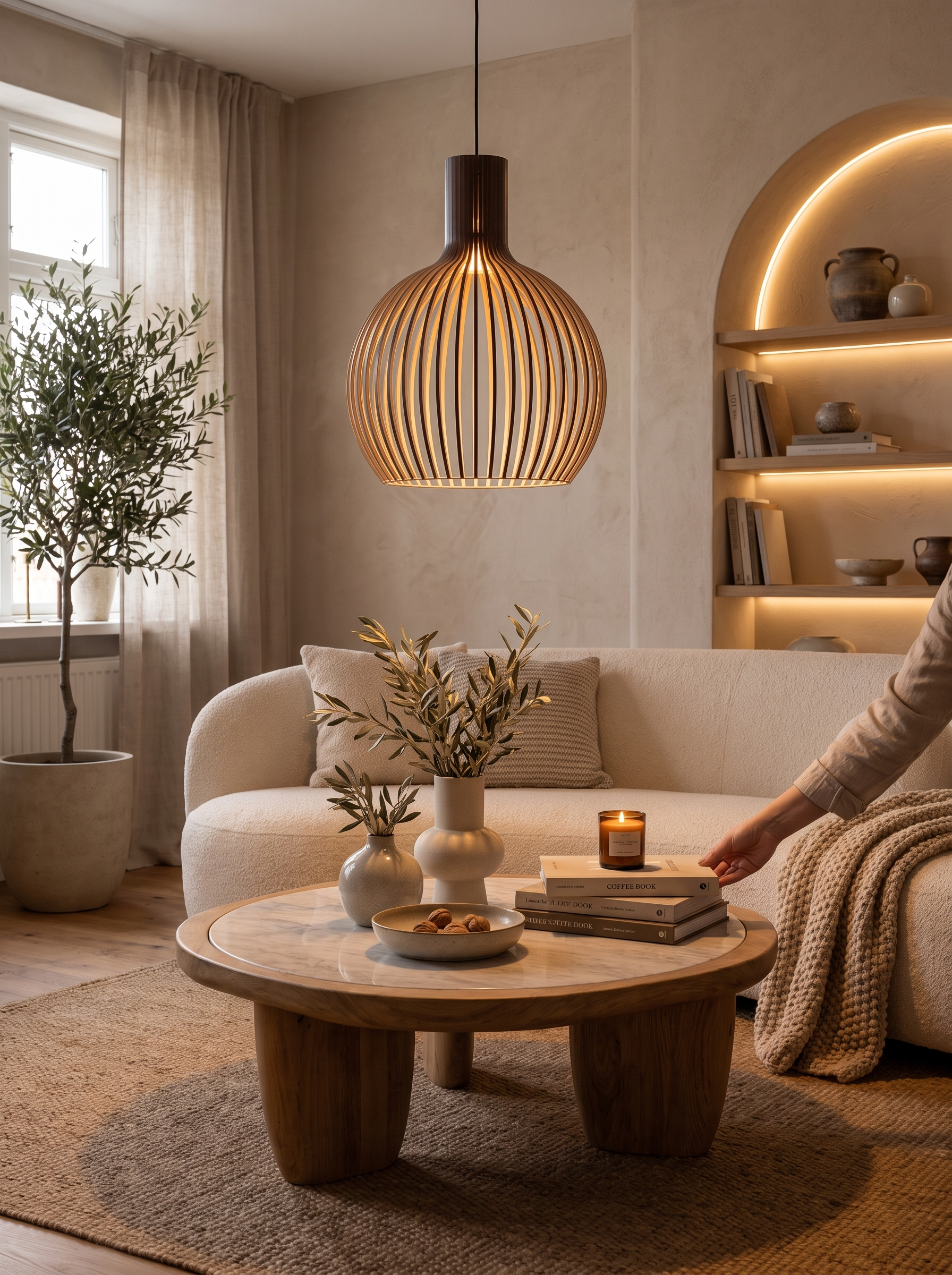 Handcrafted Wooden Pendant Light - A Natural Centrepiece