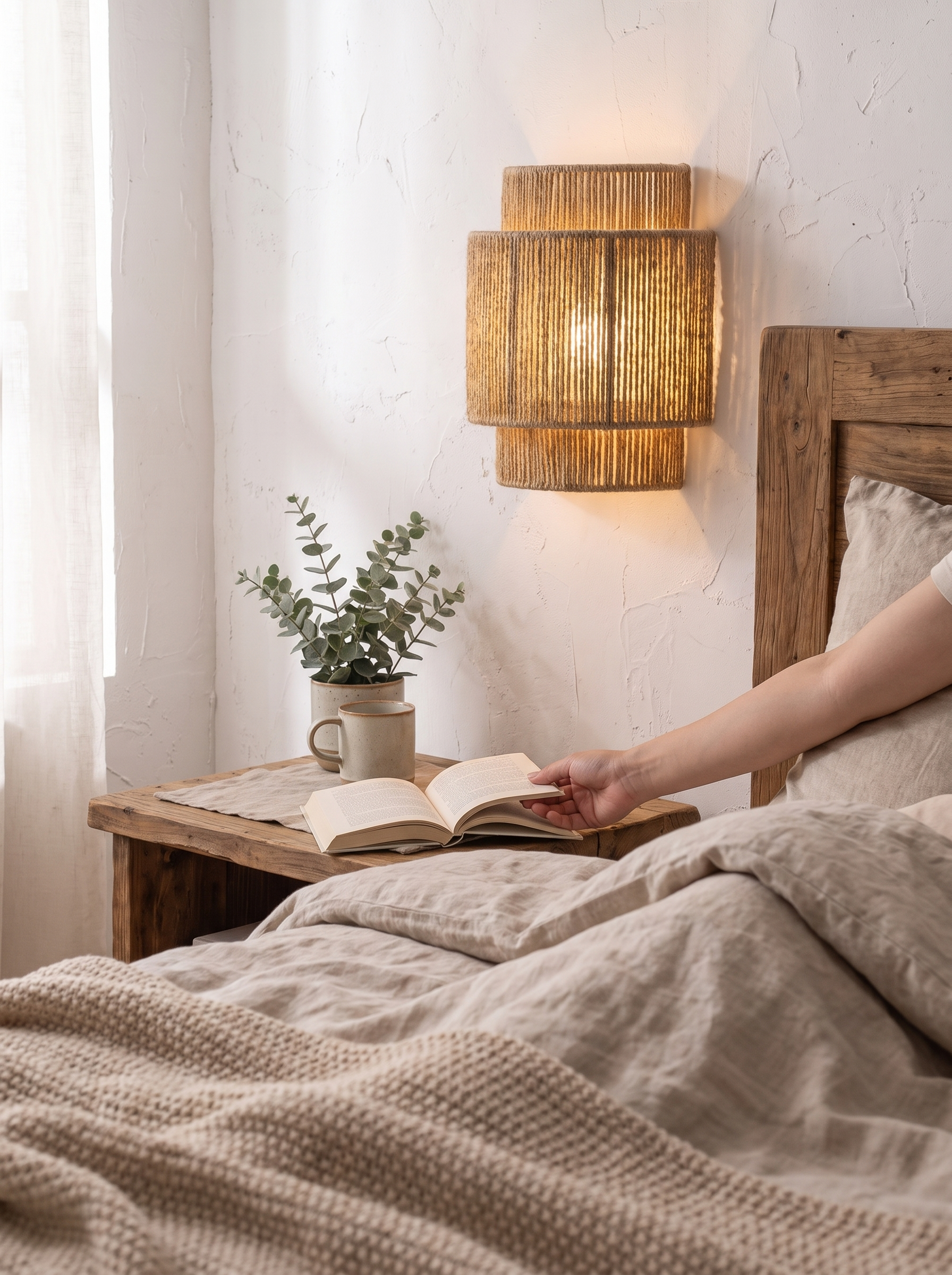 RattanGlow Wall Lamp - Light And Shadow, Softened