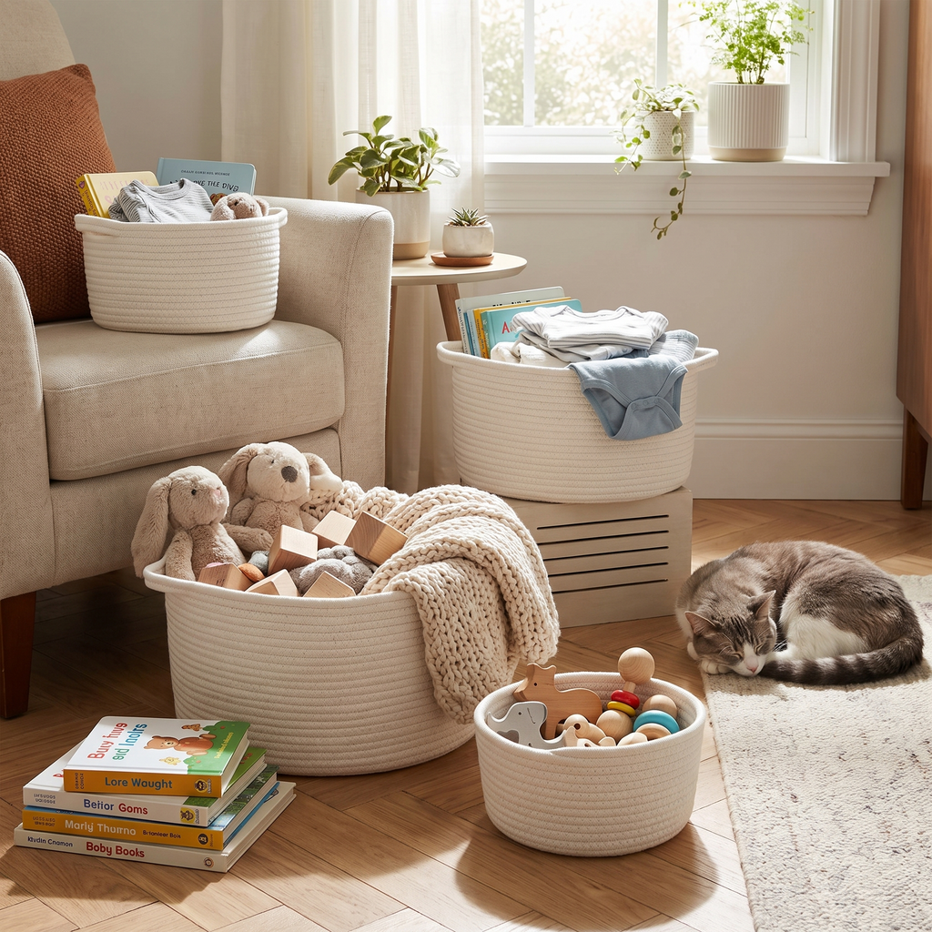 Scandinavian Cotton Rope Storage Basket